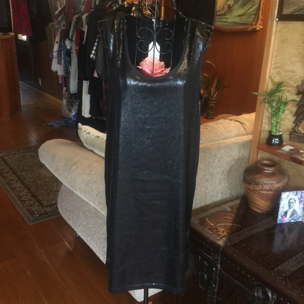 COMMON MICRO SEQUIN GUN METAL DRESS SIZE M NWT HOT